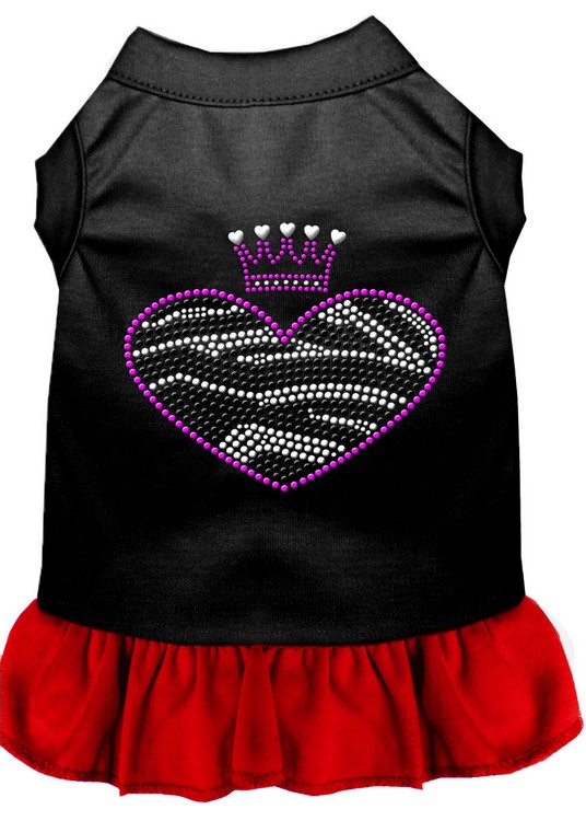 Zebra Heart Rhinestone Dress Black with Red XS